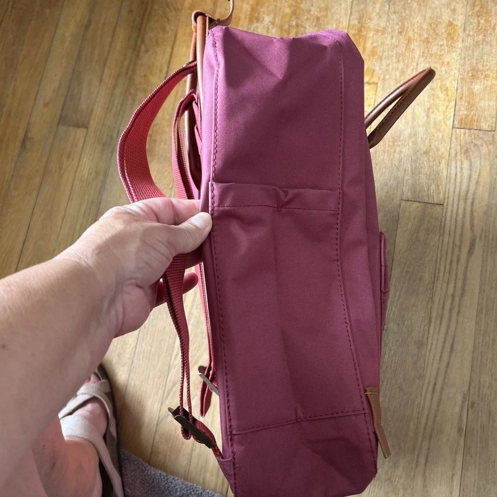 Fjallraven Kanken No. 2 Backpack Plum Burgundy G-1000 Leather Trim Bag